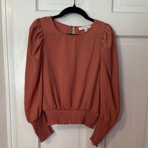 Love Tree Long Sleeve Coral Blouse Size Medium 100% polyester